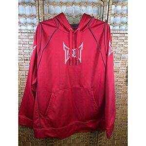 Tapout Hoodie Mens 2XL Red Pullover Sweatshirt Big Logo Graphic Front Back MMA